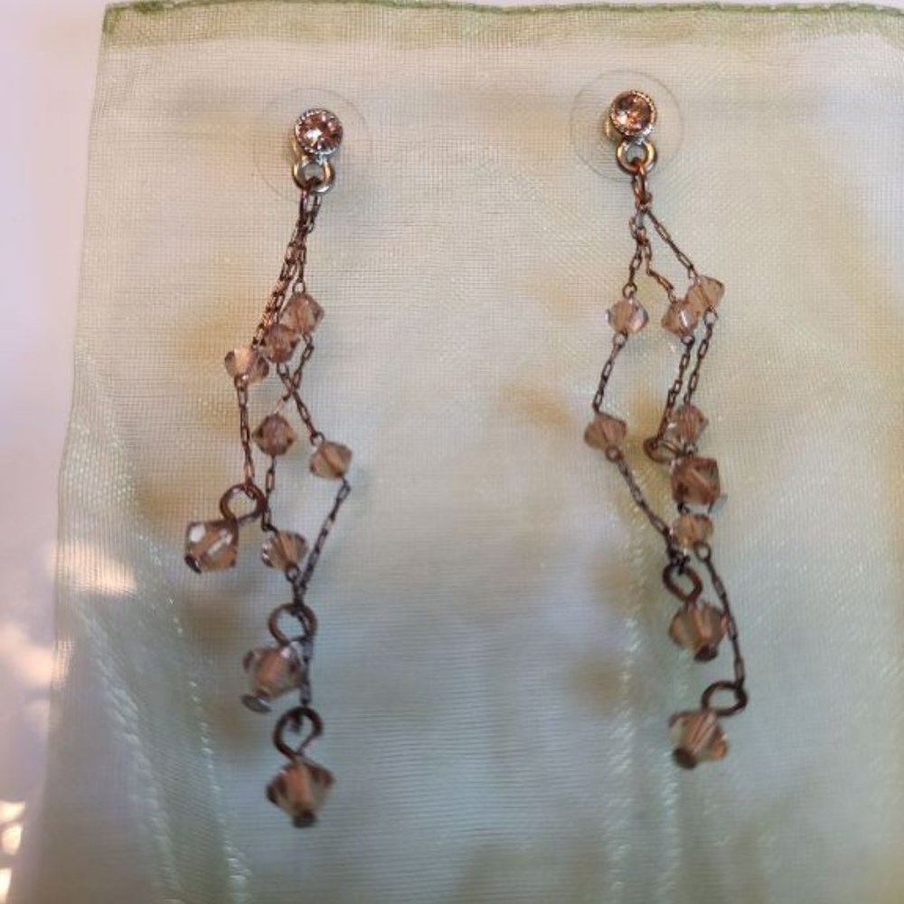 CITRINE POST DROP BEAD EARRINGS ON CHAIN